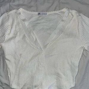 White zara cut out blouse